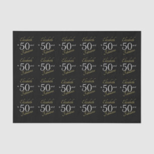 Personalised Fifty Fabulous Black Gold 50th  Tissue Paper