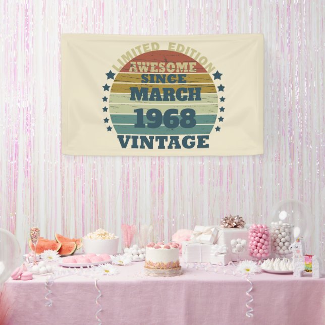 Personalised fifty five vintage 55th birthday banner (Party)