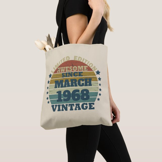 Personalised fifty five vintage 55th birthday tote bag (Close Up)
