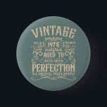 Personalised fifty vintage 50th birthday party 6 cm round badge<br><div class="desc">Make your birthday special with this unique design. Add a touch of sophisticated elegance to your birthday celebration with our exquisite, one-of-a-kind designs. These graphics bring sophistication and originality to any product, creating a memorable and stylish gift. They are perfect for those who appreciate a touch of timeless glamour on...</div>