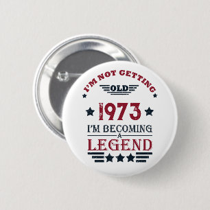 Personalised fifty vintage 50th birthday party 6 cm round badge