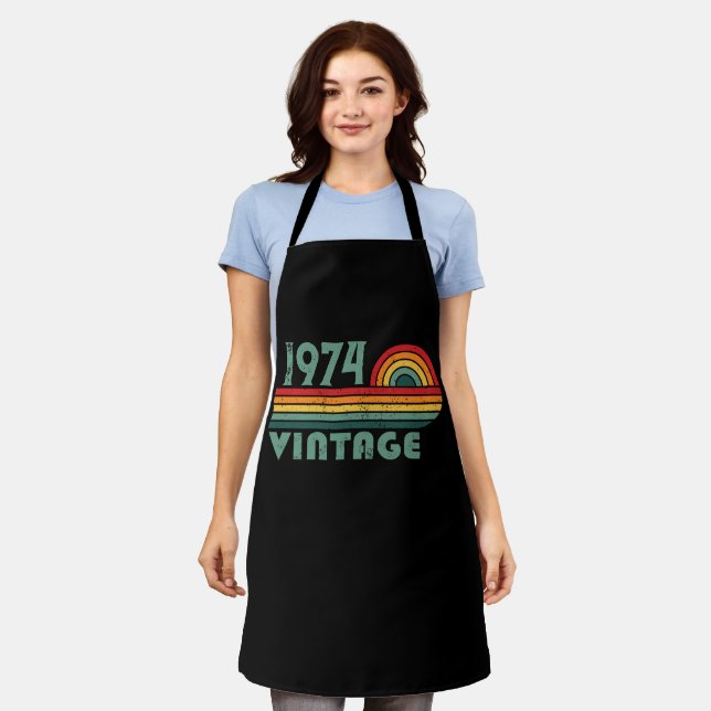 Personalised fifty vintage 50th birthday party apron (Worn)
