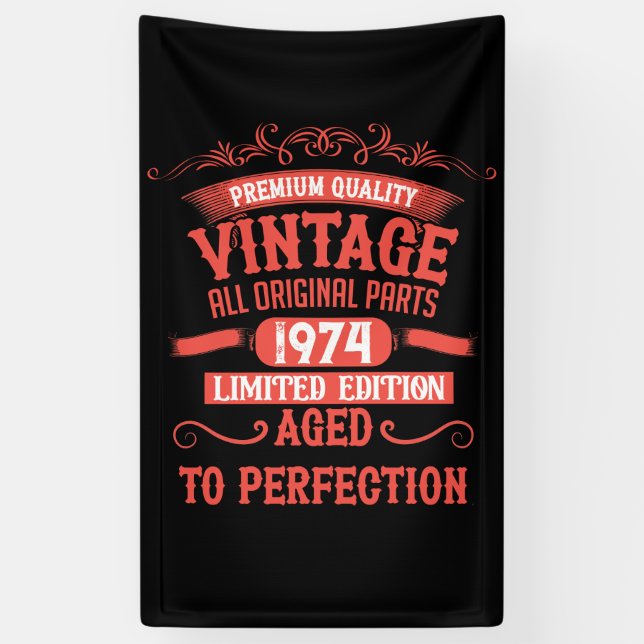 Personalised fifty vintage 50th birthday party banner (Vertical)