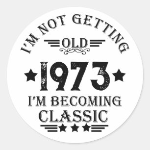 Personalised fifty vintage 50th birthday party classic round sticker