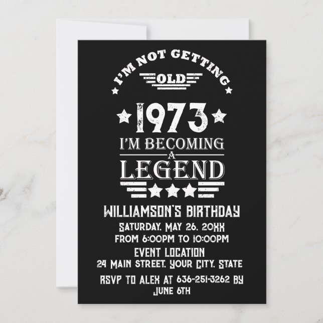 Personalised fifty vintage 50th birthday party invitation (Front)