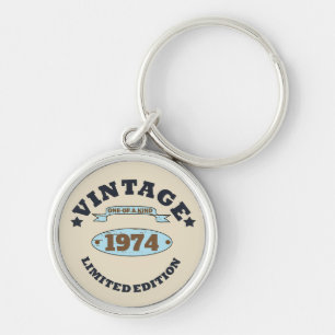 Personalised fifty vintage 50th birthday party key ring
