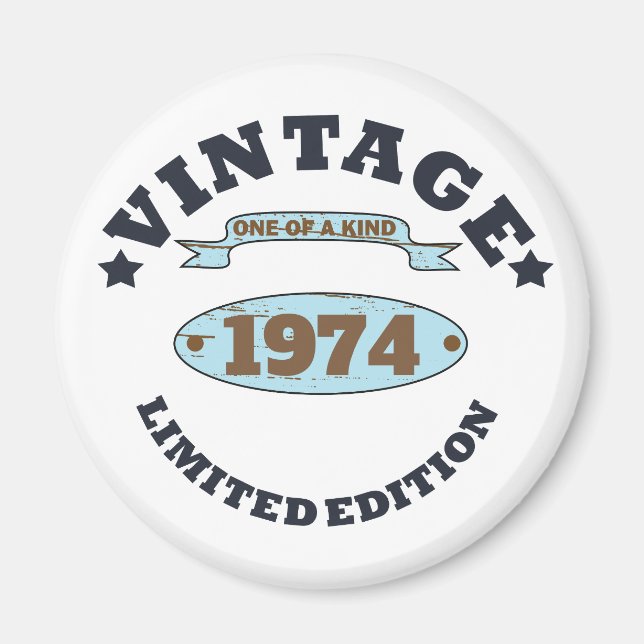 Personalised fifty vintage 50th birthday party magnet (Front)