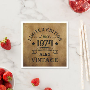 Personalised fifty vintage 50th birthday party napkin