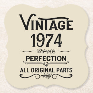 Personalised fifty vintage 50th birthday party paper coaster
