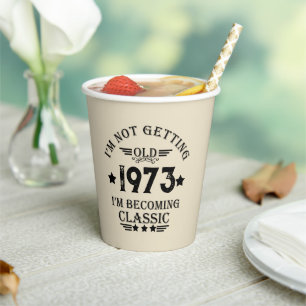 Personalised fifty vintage 50th birthday party paper cups