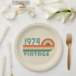 Personalised fifty vintage 50th birthday party paper plate<br><div class="desc">This vintage graphic design,  featuring eye-catching typography,  can add originality to your wardrobe collection. It's a great gift idea for men,  women,  husbands,  wives,  girlfriends,  and boyfriends who will appreciate this unique artwork. It is the perfect and most enjoyable holiday present for your birthday celebration.</div>