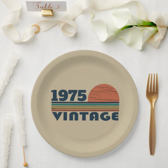 Personalised fifty vintage 50th birthday party paper plate (Wedding)