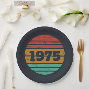 Personalised fifty vintage 50th birthday party paper plate