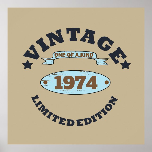 Personalised fifty vintage 50th birthday party poster (Front)