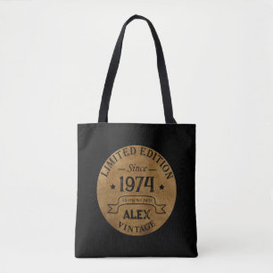 Personalised fifty vintage 50th birthday party tote bag
