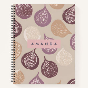 Personalised Fig Fruit Art in Warm Neutral Notebook