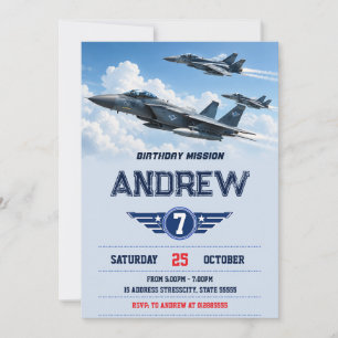 Personalised Fighter Jet Birthday Invitation