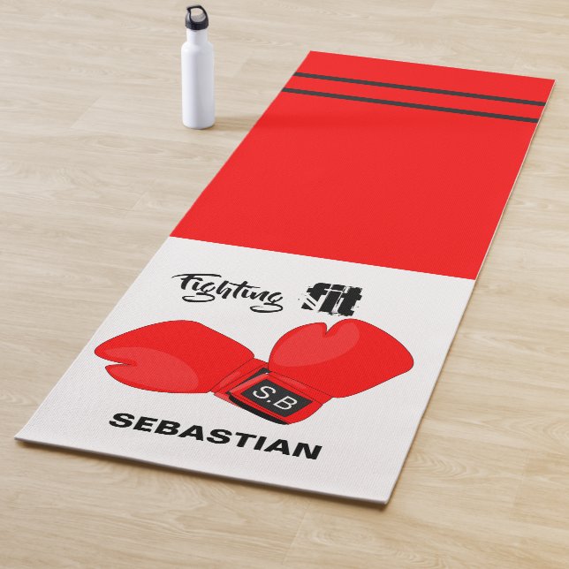 Personalised Fighting Fit | Boxing Gloves Fitness Yoga Mat (In Situ)