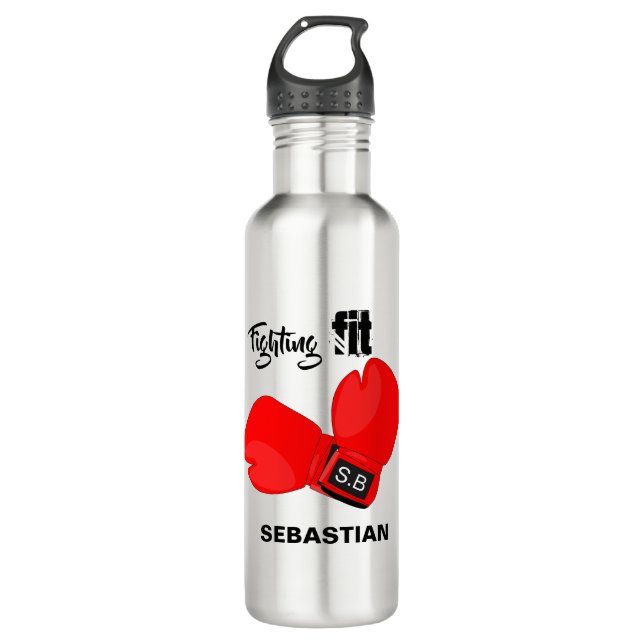 Personalised Fighting Fit | Boxing Gloves Water 710 Ml Water Bottle (Front)