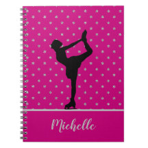 Personalised Figure Skater And Stars Pattern Pink