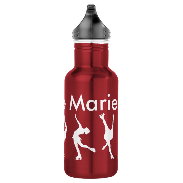 Personalised Figure Skating Water Bottle, Red 532 Ml Water Bottle (Right)