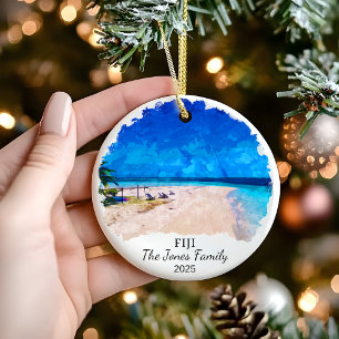 Personalised Fiji Ornament, Fiji Gift Ceramic Tree Decoration