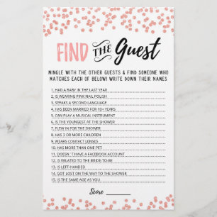 Personalised Find the guest Bridal Shower game