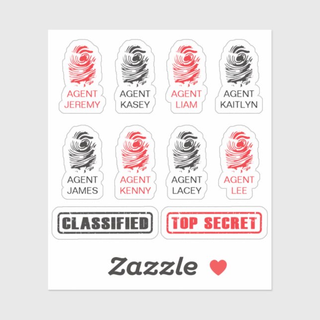Personalised Fingerprint Spy Party Stickers (Sheet)
