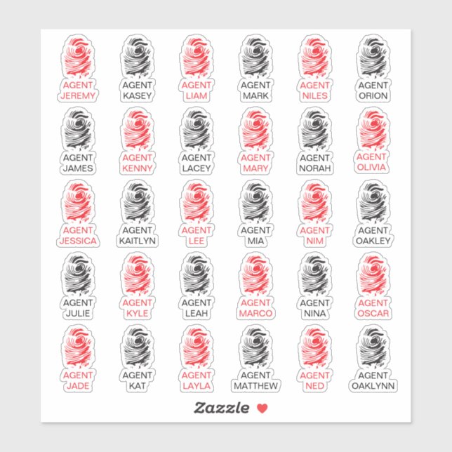 Personalised Fingerprint Spy Party Stickers (Sheet)