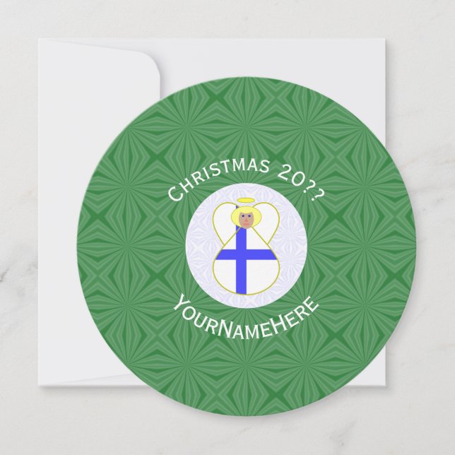 Personalised Finnish Angel Christmas Flags Invitation (Front)