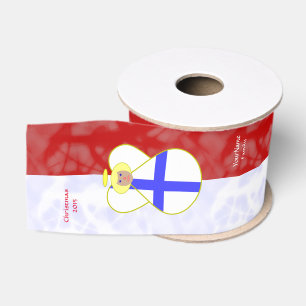 Personalised Finnish Angel Flag Red White Grosgrain Ribbon