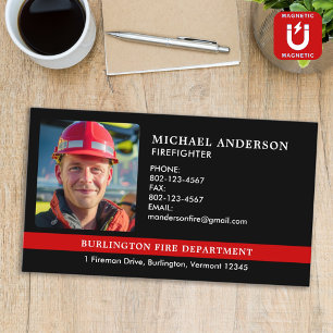 Personalised Fire Department Firefighter Photo Magnetic Business Card