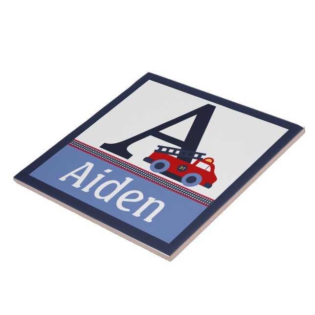 Personalised Fire Engine/Truck Letter Name Tile (Side)
