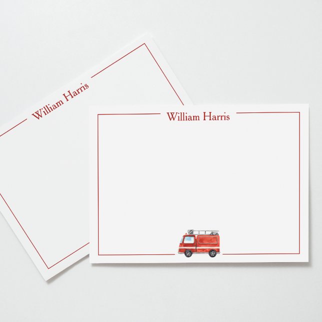 Personalised Fire Truck Stationery, Boys Red Thank You Card (Creator Uploaded)