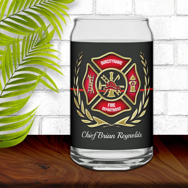 Personalised Firefighter Can Glass (Creator Uploaded)