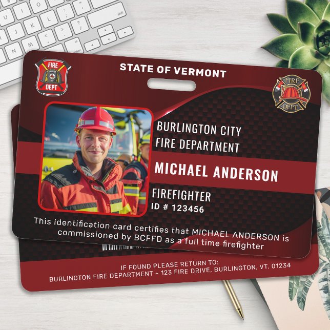 Personalised Firefighter Custom Employee Photo ID ID Badge (Creator Uploaded)