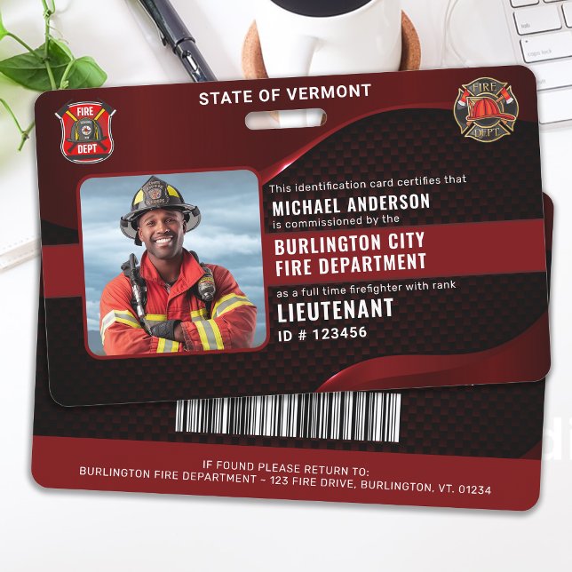 Personalised Firefighter Employee Custom Photo ID Badge (Creator Uploaded)