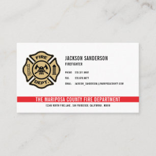 Personalised Firefighter Fire Department Logo Business Card