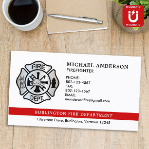 Personalised Firefighter Fire Department Logo Magnetic Business Card