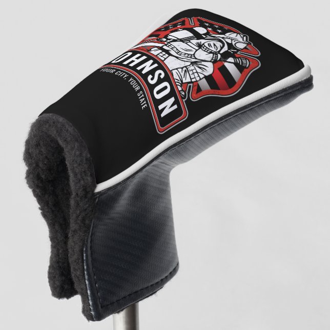 Personalised Firefighter Fire Dept Patriotic Flag  Golf Head Cover (3/4 Front)