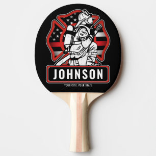 Personalised Firefighter Fire Dept Patriotic Flag Ping Pong Paddle