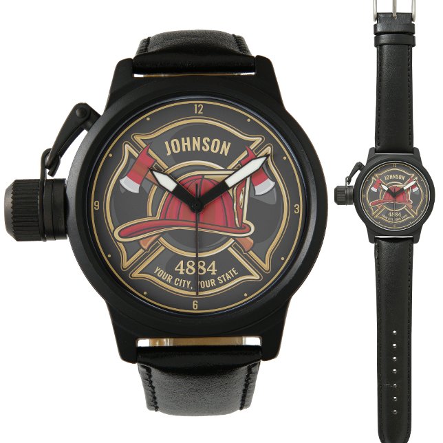 Personalised Firefighter Fireman Fire Department Watch (Creator Uploaded)