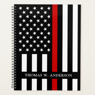 Personalised Firefighter Flag Thin Red Line Planner