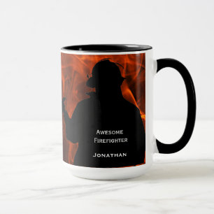 Personalised Firefighter Flames Mug