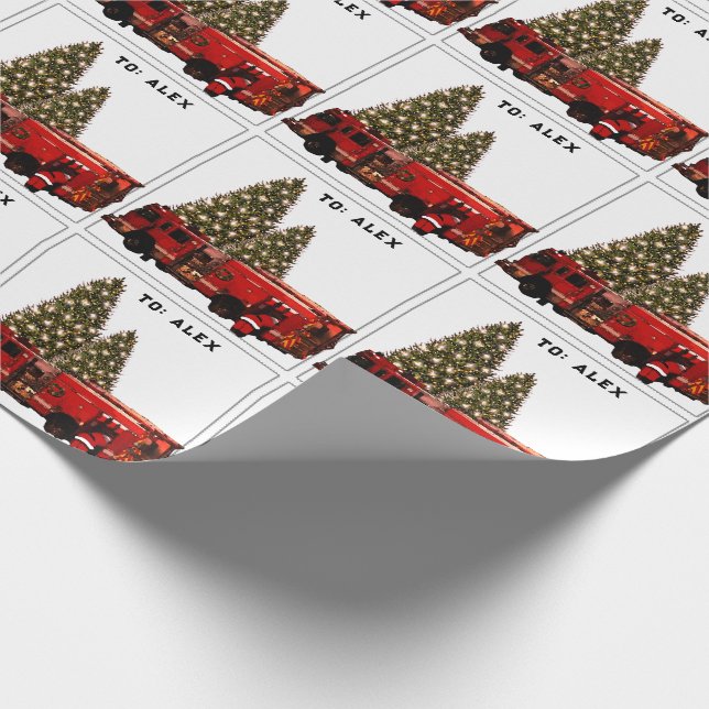 Personalised Firefighter Holiday Gift Wrapping Paper (Corner)