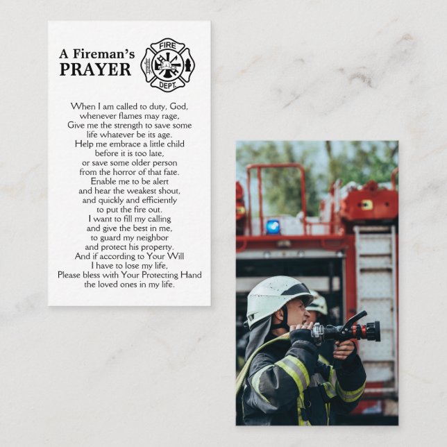 Personalised Firefighter Maltese Fireman's Prayer Business Card (Front/Back)