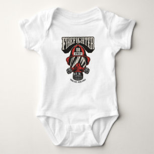 Personalised Firefighter Mask Fire Dept Helmet  Baby Bodysuit