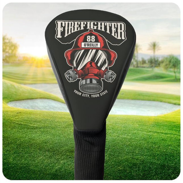 Personalised Firefighter Mask Fire Dept Helmet Golf Head Cover (Creator Uploaded)
