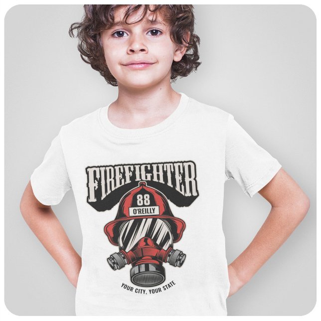 Personalised Firefighter Mask Fire Dept Helmet  T-Shirt (Creator Uploaded)