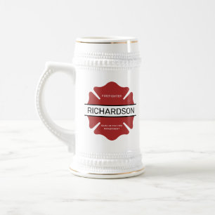 Personalised Firefighter Red Logo Symbol  Beer Stein